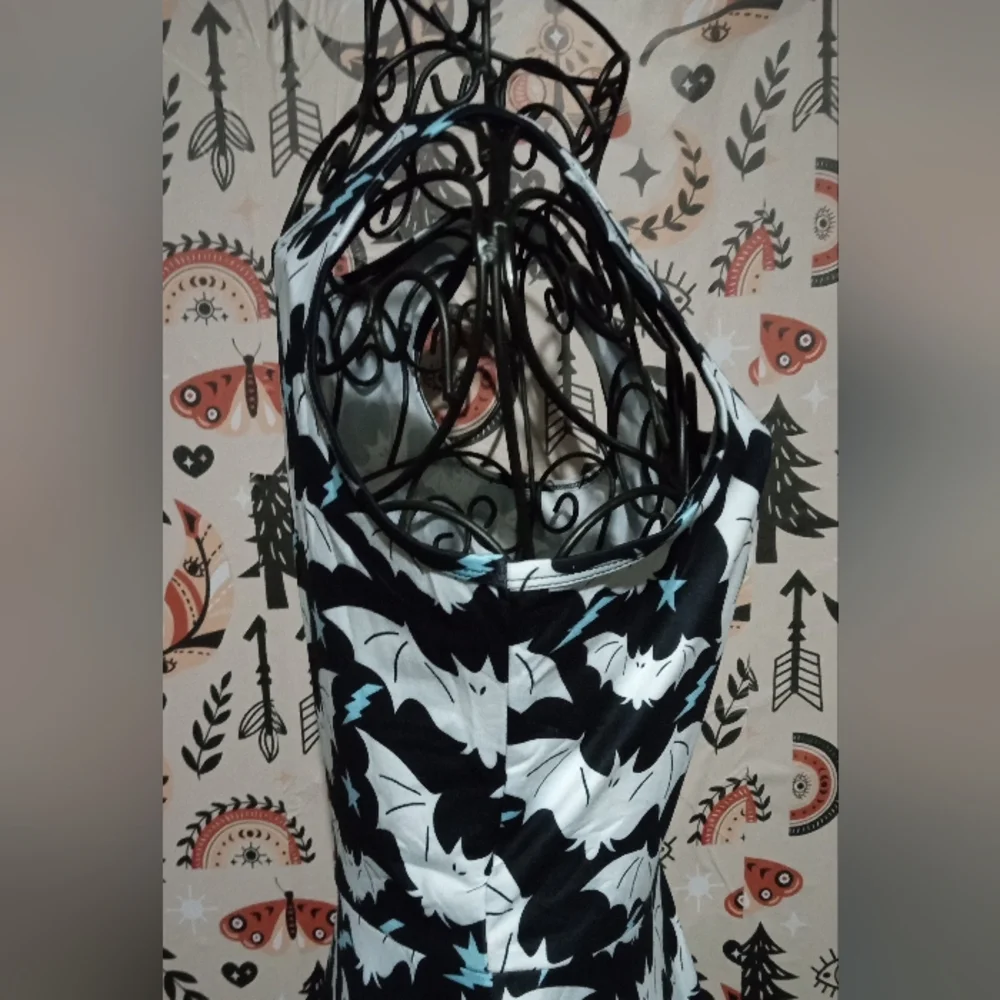2/$10 Gothic Bats All Over Print Skater Dress Size Large_5